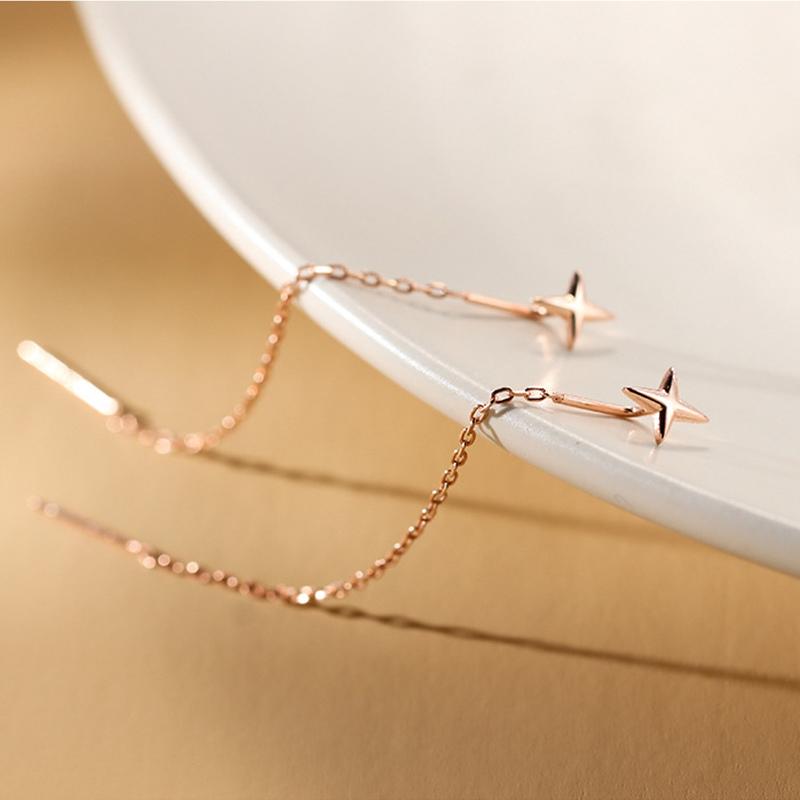 Trend Long Wire Tassel Thread Chain Climb Star Heart Beads Pendants Drop Earrings Women'S Straight Hanging Earings Jewelry