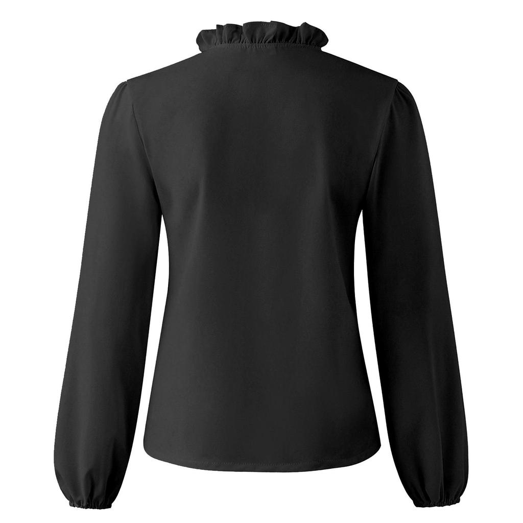 Frühling/Sommer 2023 Damen Langarm Rüschenbluse Europäischer & Amerikanischer Stil