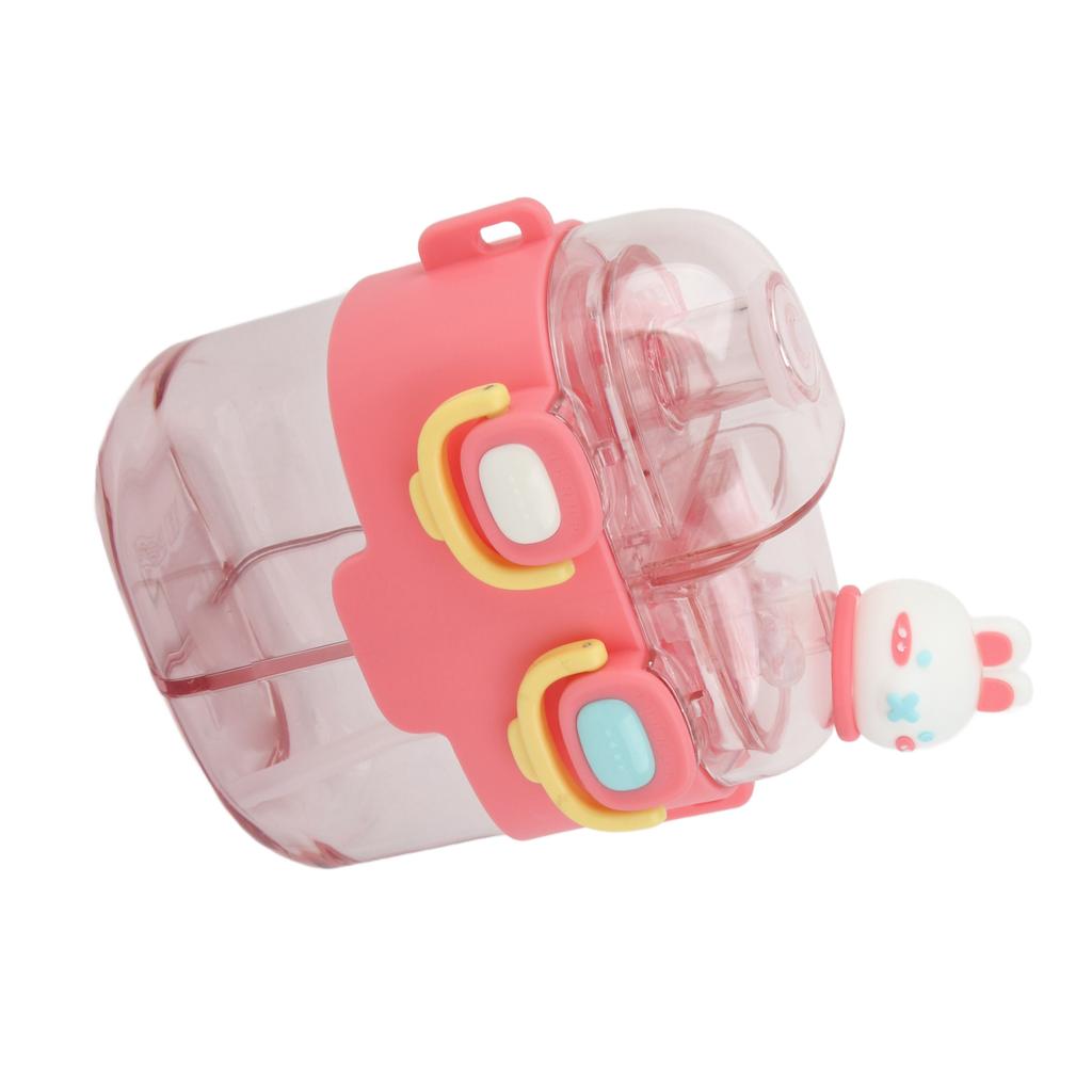 Doppelwandige Trinkflasche 530ML Niedliches Cartoon-Design Doppelwandiger Trinkbecher mit Strohhalm für Reisen im Freien