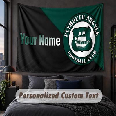 Benutzerdefinierte Namens-Text-Wandteppich, Plymouth Argyle FC Dekorative Wandbehang, Hintergrund-Wandteppich Für Zuhause Schlafzimmer