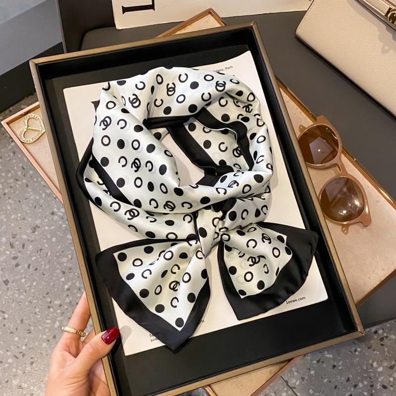 Satin high-end tied hair long silk scarf headband elegant and simple versatile hair band headband streamer hair accessories women's tied bag