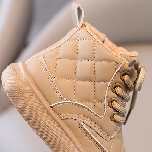 Kinderstiefel Herbst und Winter Jungen Karomuster Seitenreißverschluss Baby Dünne Stiefel Baby Mädchen