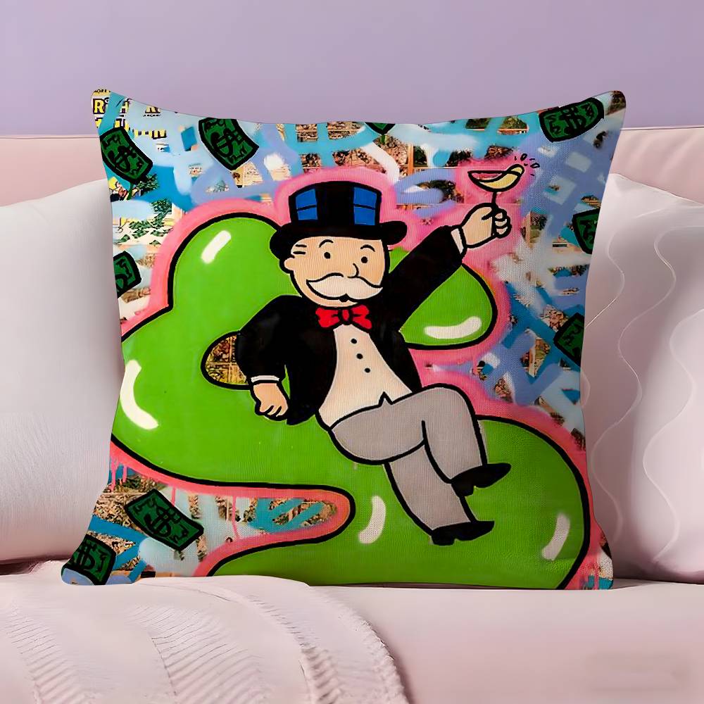 Cartoon M-Monopoly Pillow Case Ultra Soft Skin Friendly Fabric Cloud Like Comfort & Concealed Zipper