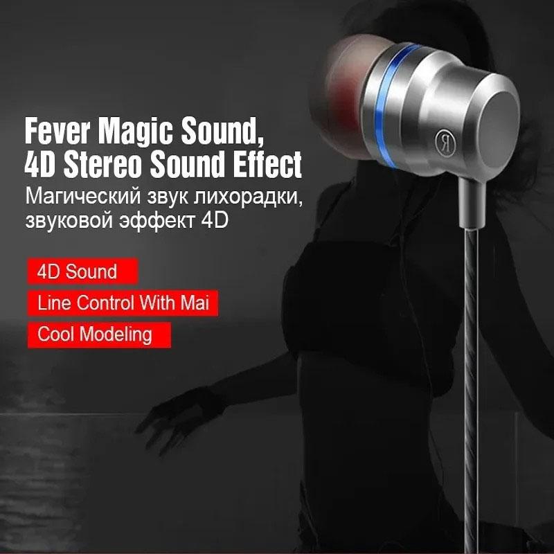 3.5MM Wired Metal Earphones HiFi Super Bass Stereo Music With HD Microphone Noise Cancel Headset In-Ear Earbuds