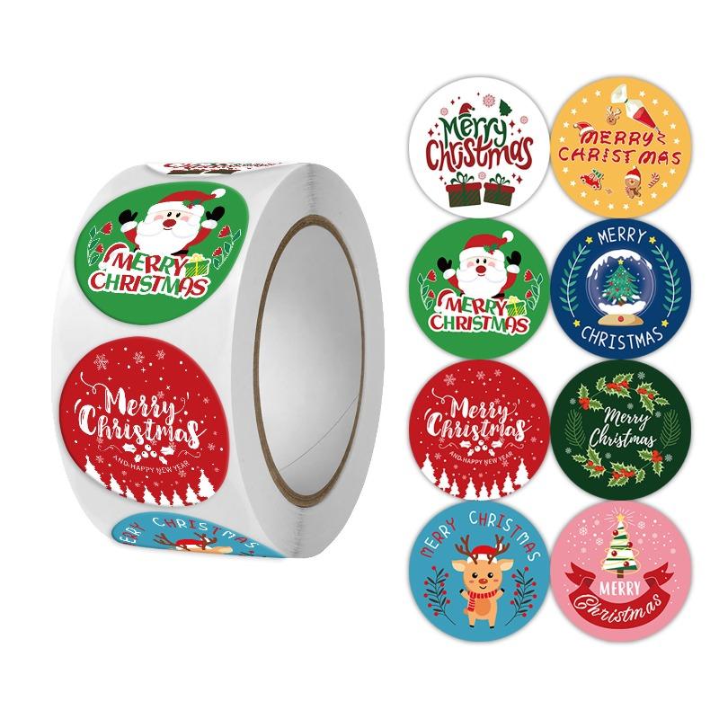 

500PCS/Roll Christmas gift stickers decoration 1inch DIY sealing sticker Merry Christmas Reward Self-adhesive labels Day party 2.5CM