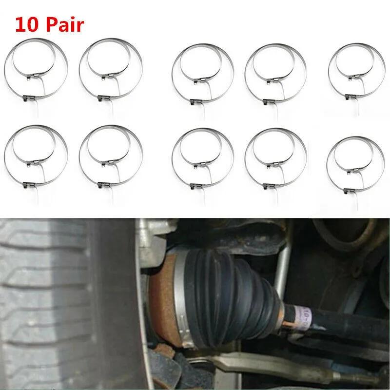 20pcs Boot Clamp Include Stainless Steel 10X-Short Bands + 10X-Large Bands For Auto / ATV CV  Joint Axle&CV Boot Clamps Kit