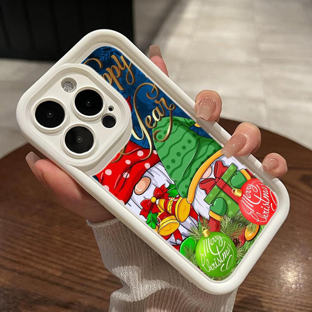 Ae119 Merry Christmas Santa art design Phone Cases for iPhone 16 14 13 11 Pro Max 15 7 8 6 Plus 12 mini XR XS Max SE Angel Eye Ladder Protective Cover