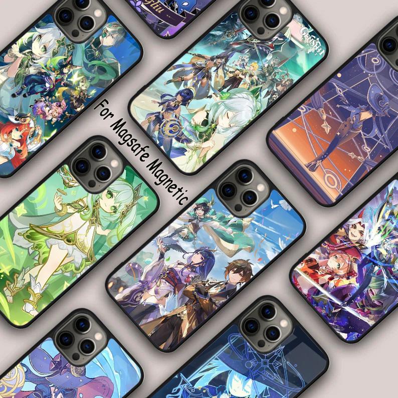 Funda Magnética para Teléfono Genshin Impact Para APPLE iPhone 17 Air 16 14 13 12 Pro Max 15 Plus Carga Inalámbrica Con Cubierta MagSafe