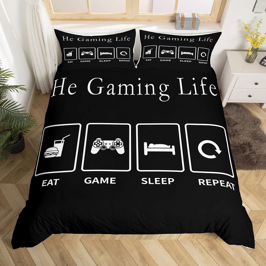 Spielkonsole Bettbezug Set Für Jungen Mädchen Kinder Weltraum Galaxie Gaming 3 Teile Mikrofaser Gamer Bettwäsche Teenager Bettdeckenbezüge