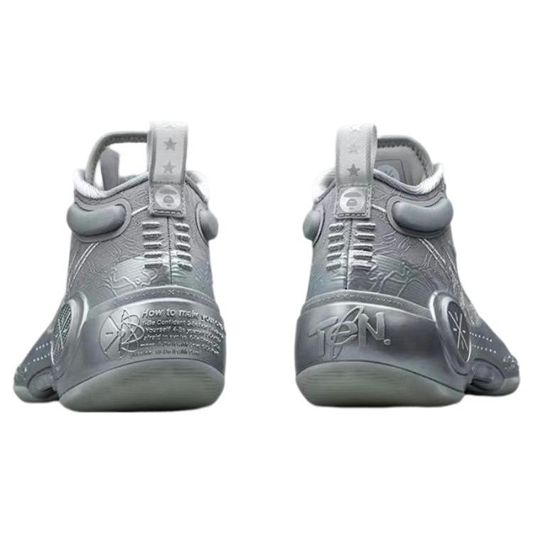 Aape X Li Ning Way Of Wade 10 Cushioning Slip Resistant Abrasion Resistant Mid Top Basketball Shoes Gray ABAS175-1