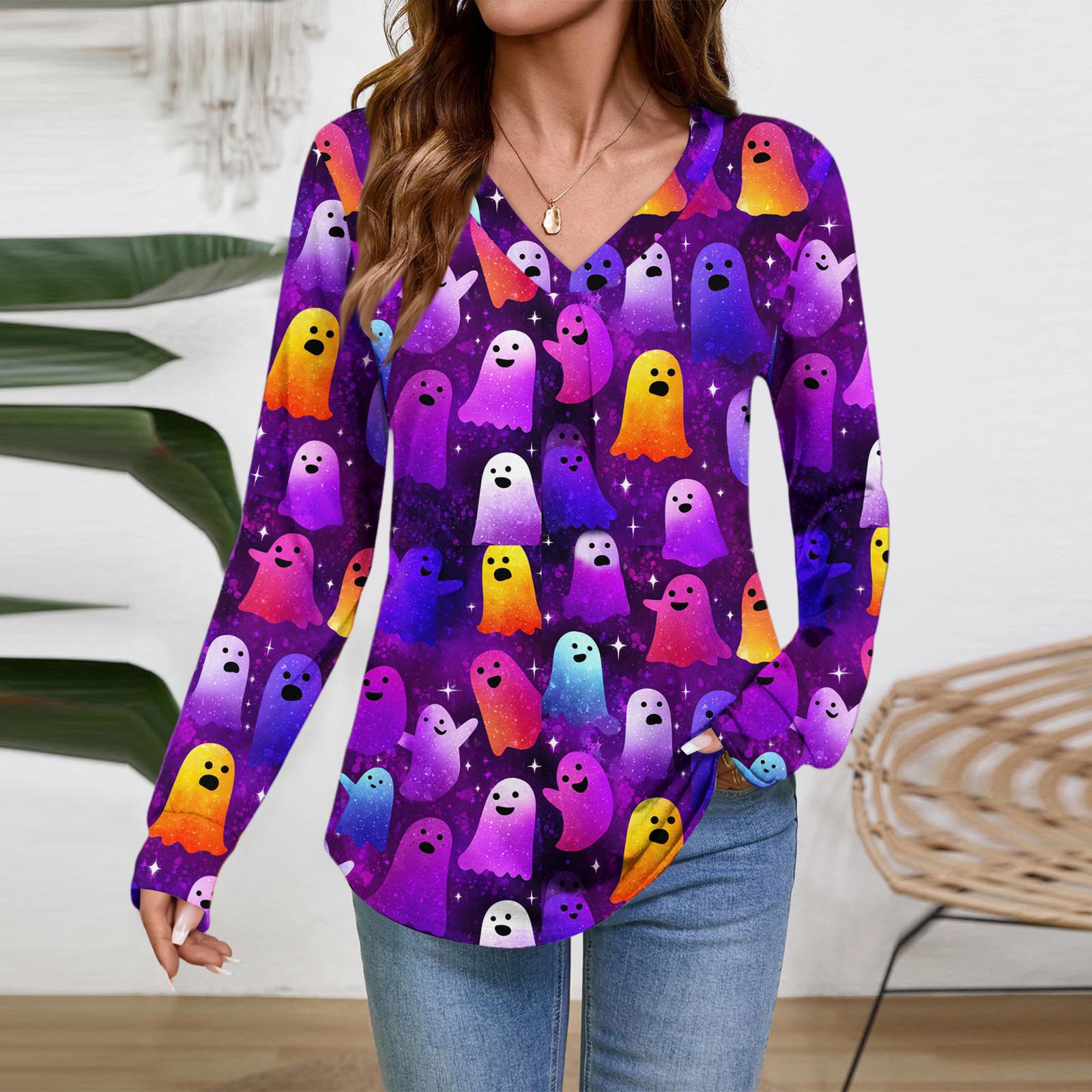 

Женские топы с длинным рукавом, нарядные повседневные футболки с V-образным вырезом, базовые футболки, одежда для отпуска, осенняя модная одежда S фиолетовый