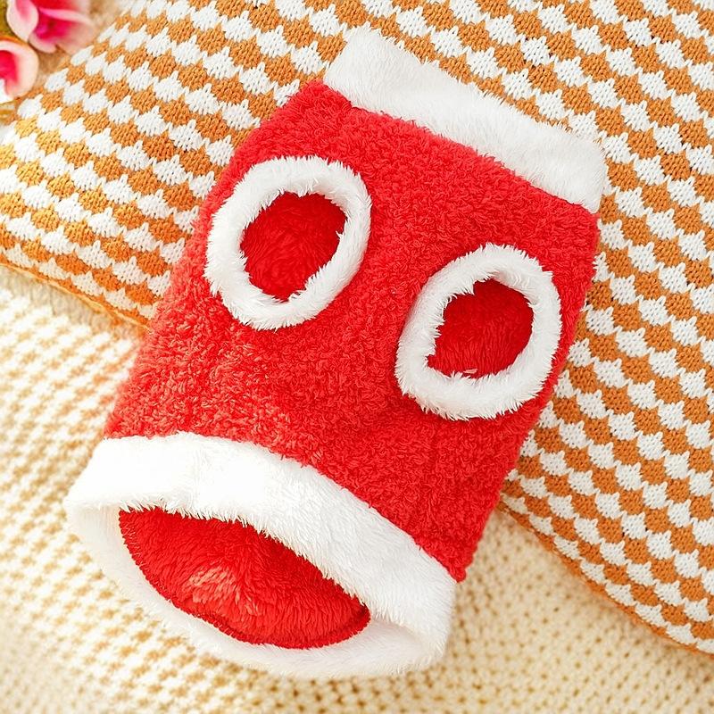 Cute Googly Eye Pet Vest for Small Dogs - Soft Fluffy Puppy Clothing (4 Colors) Warm Pet Apparel