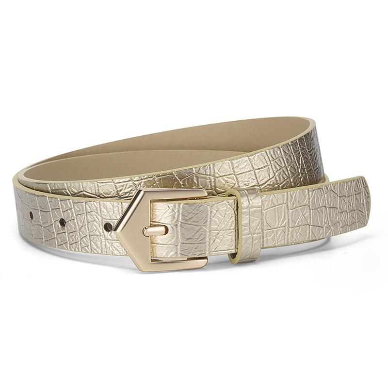 Women's Fashion Belt Crocodile Pattern Pin Buckle PU Leather Minimalist Waistband for Jeans