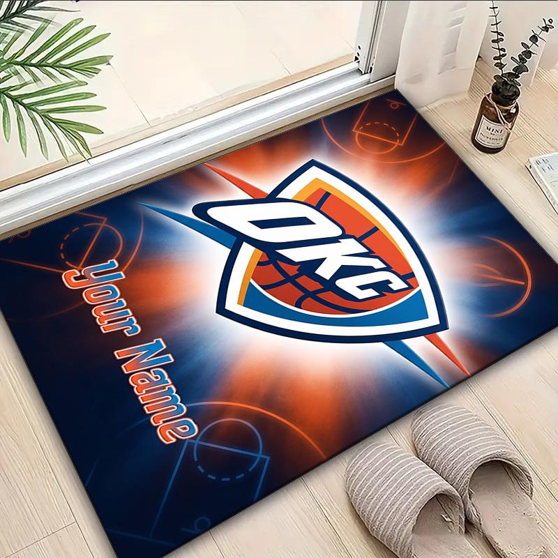 Custom Name Rug Thunder Basketball Team Area Rug Suitable for Indoor And Outdoor,Carpets for Homes, Offices,Living Rooms,Home Decor,Christmas Gift