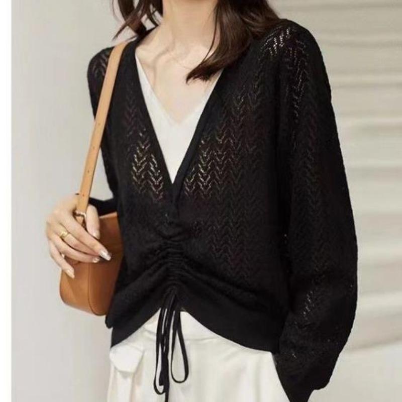 

Жаккардовый свитер с контрастным цветным узором и двойным V-образным вырезом, состоящий из двух частей, для женщин, осенний дизайн, тонкий топ с завязками XL