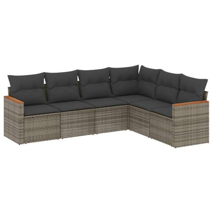 VidaXL Salon de Jardin avec Coussins 6 pcs, Canapés de Terrasse, Ensemble de Meubles de Patio, Mobilier d'Extérieur, Gris 3226004