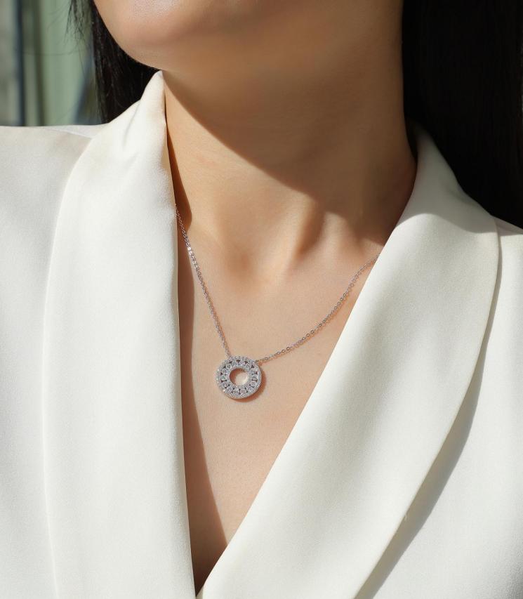 Chain Circle 925 Sterling Silver D Color VVS Clarity Design Price Moissanite Diamond Fashion Charm Necklace