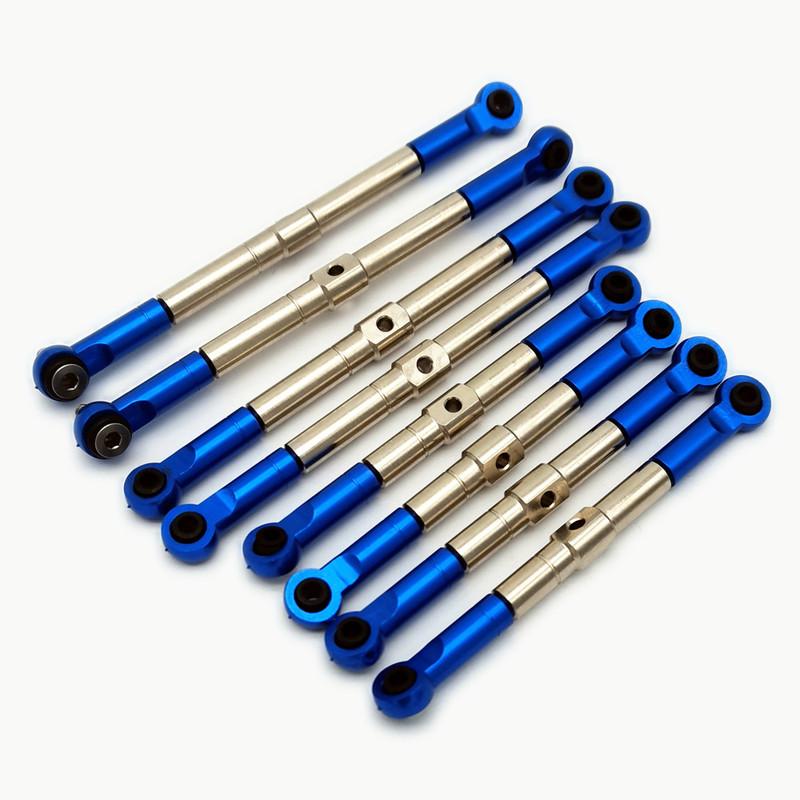 8pcs Hard Steel Adjustable Front and Rear Toe Links Push Rods for Traxxas 1/16 E-Revo Summit 7138 7118