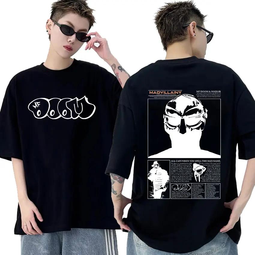 Rapper Mf Doom Grafik T-Shirts Madvillainy Metal Musik Album T-Shirt Herren Damen Punk Vintage Übergroßes Baumwoll-T-Shirt Streetwear