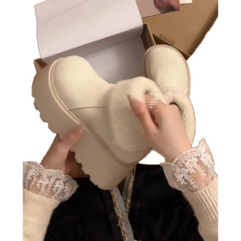 Warm Martin boots winter new fleece thickened heightening snow boots women's muffin thick sole