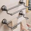 Washroom Space Aluminum Double Rod Suction Cup Towel Shelf Punch-free Hanging Towel Rod Bathroom Towel Slipper Storage Rack