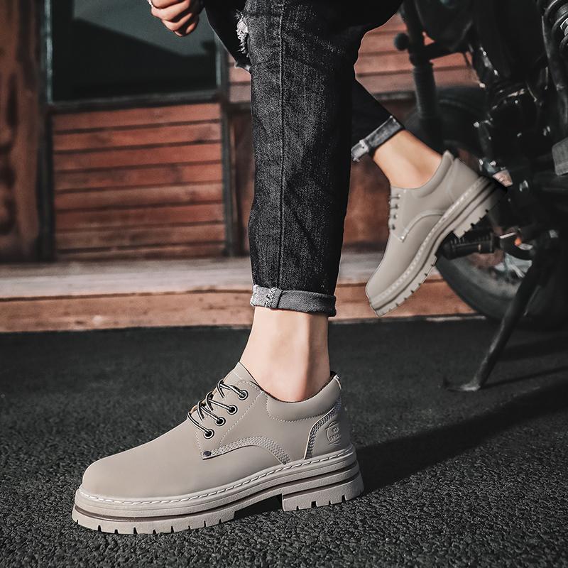 Neue Herrenschuhe Plateau Schnürer Britischer Stil Lässig Dicke Sohle Rutschfest Luxus Motorradschuhe Zapatos Mujer