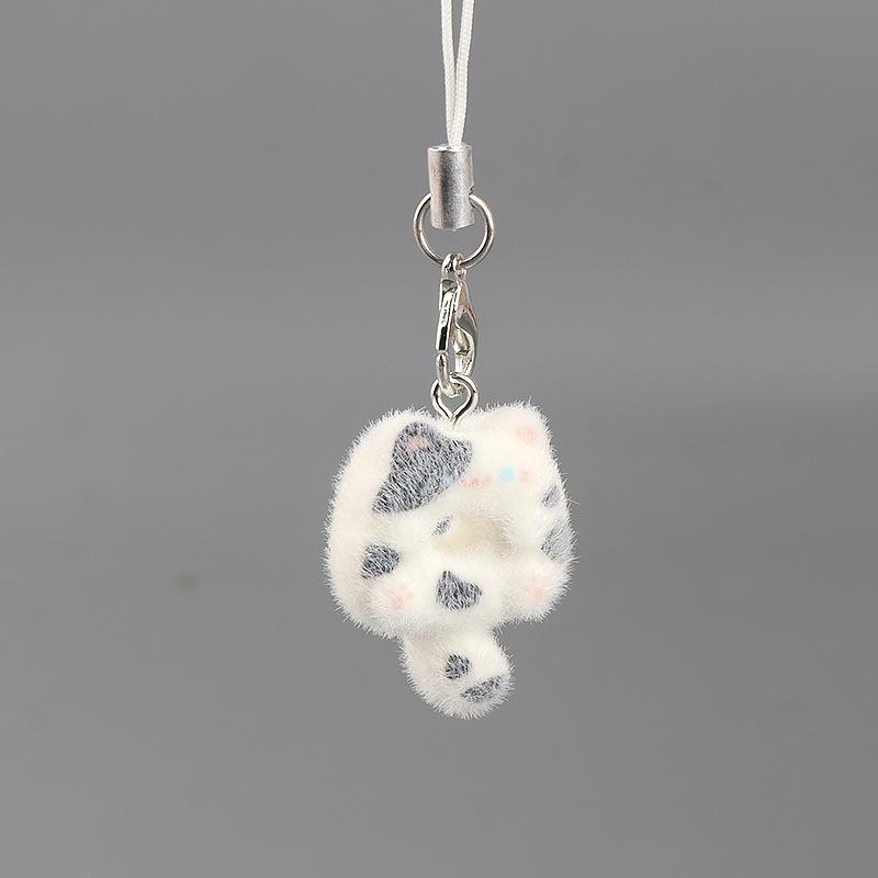 Cute Flocked 3D Resin Bear Keychain Sweet Creative Student Phone Chain Pendant Bag Accessory Phone Strap Gift