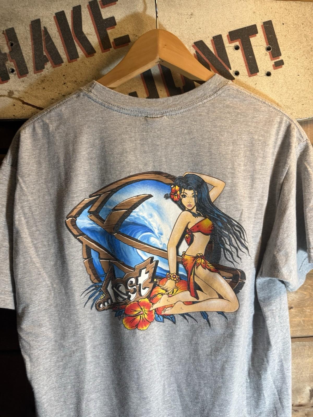 VTG Lost Enterprises Hawain Hula Girl Surf Skater T Size L Unisex T-Shirt S