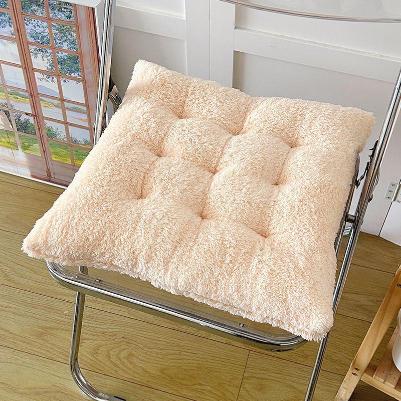 Double-Sided Long Plush Seat Cushion – Soft, Solid Color Chair Pad for Home, Balcony, Tatami Floor Mat, or Student Chair.