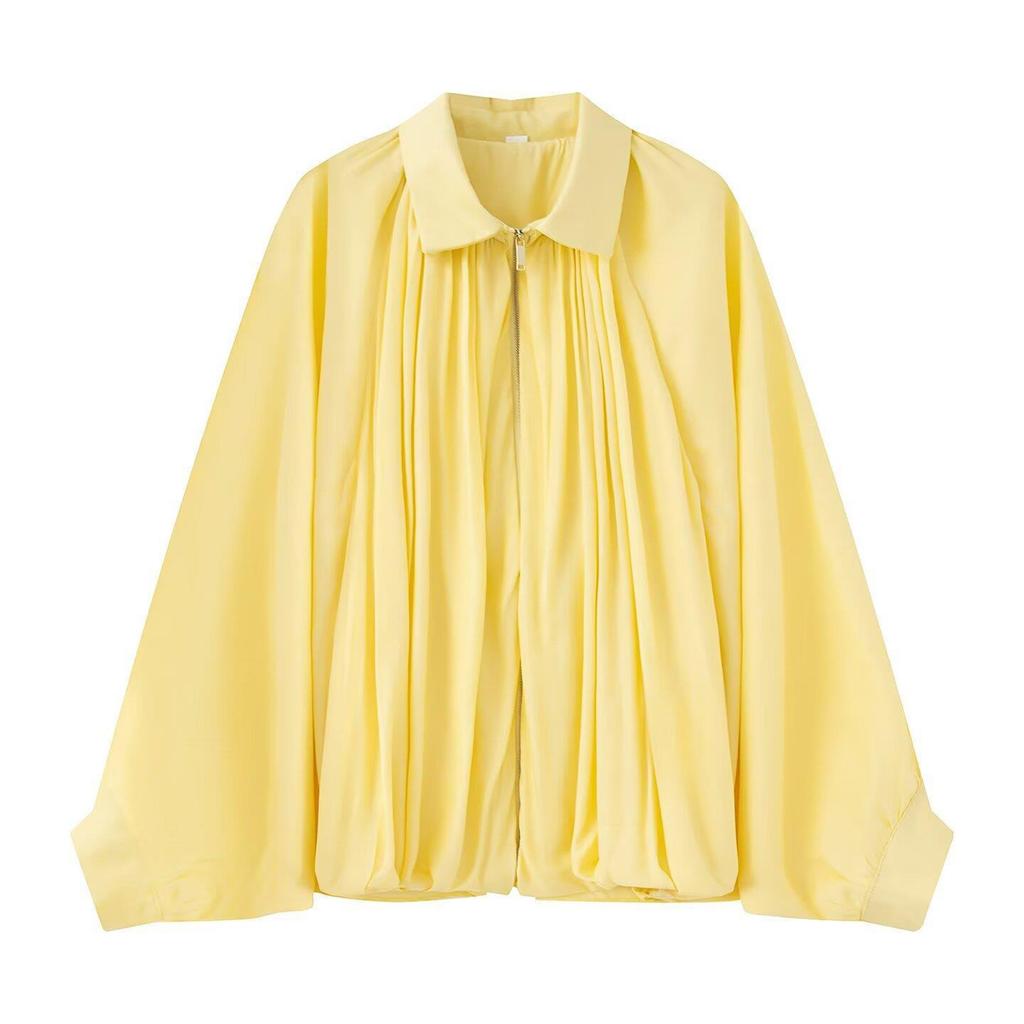 Women's Solid Color Fashionable Sleeve Long Sleeved Zipper Casual Top Jacket Jacket