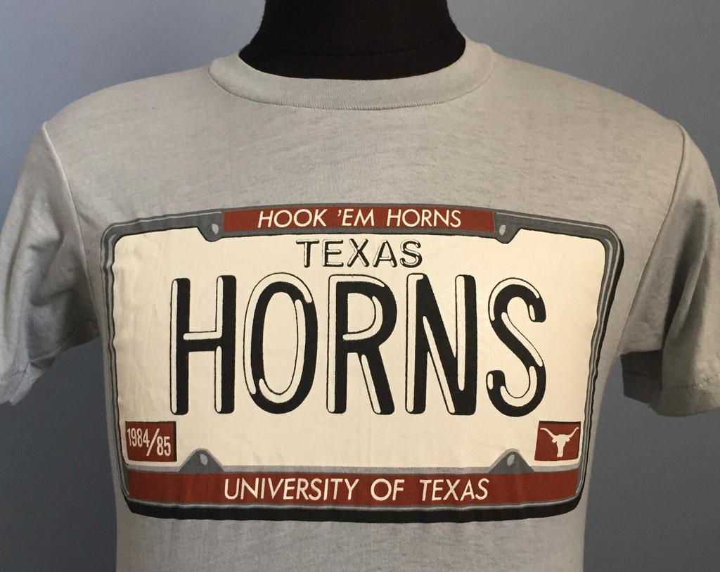 80s Vintage Texas Longhorns University UT Hook 'Em Horns 1984-1985 license plate ncaa college deadstock dead stock T-Shirt - SMALL
