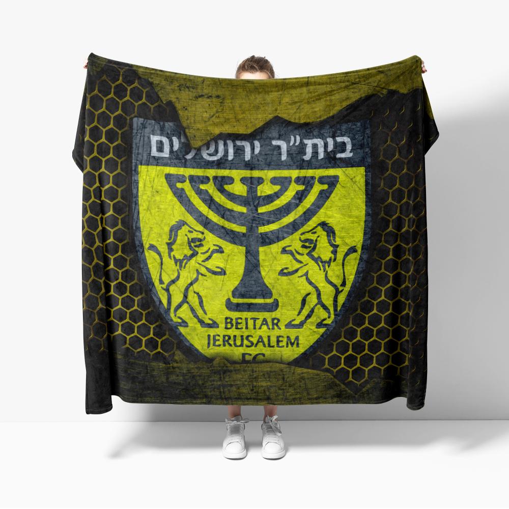 Half FC Israel Beitar Flannel Throw Blanket Jerusalem Football Blankets Sofa Decoration Cozy Soft For Dormitory Outdoor Bar