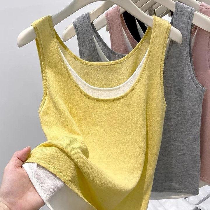 Modal Two-Piece Loose Camisole Vest for Women - Plus Size, Slimming, Versatile Sleeveless Top.