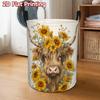 1pc, a Flat Printed Storage Basket Specifically Designed for Laundry, Featuring Cows In Sunflowers. This Polyester Laundry Basket Is an Ideal Choice F