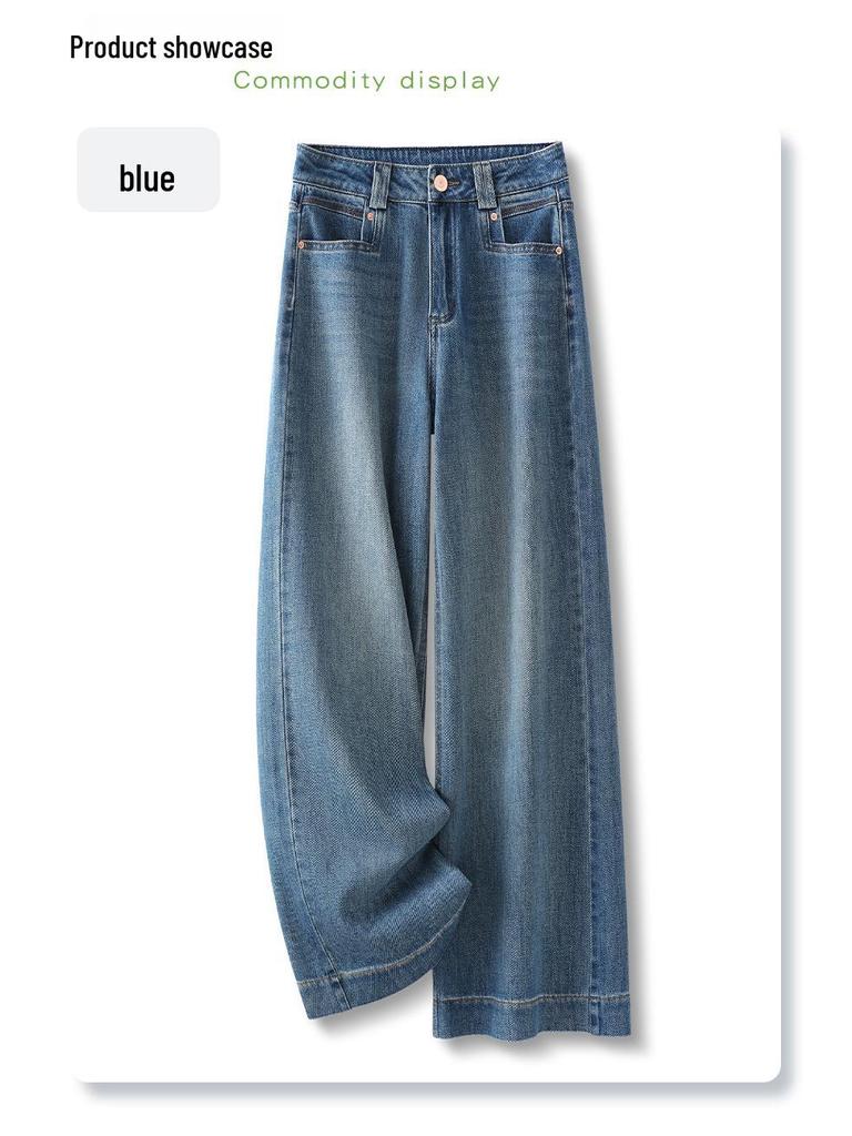 2025 Damen High-Waist Retro Straight-Leg Jeans - Frühling/Herbst Lockere Weitbein-Hose für Birnenförmige Figuren