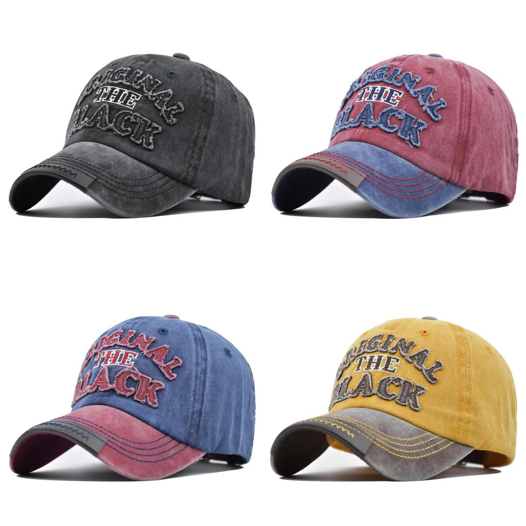 Vintage Washed 3d Embroidered Letter Baseball Cap For Men And Women Adjustable Size Cotton Material Geometric Pattern