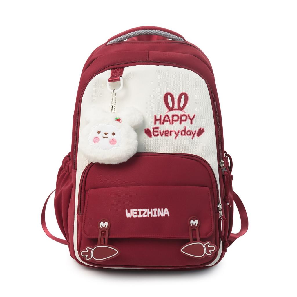 Schoolbag contrasting color small fresh backpack boys and girls large capacity load reduction ridge backpack primary school bag shoulder bag book bag