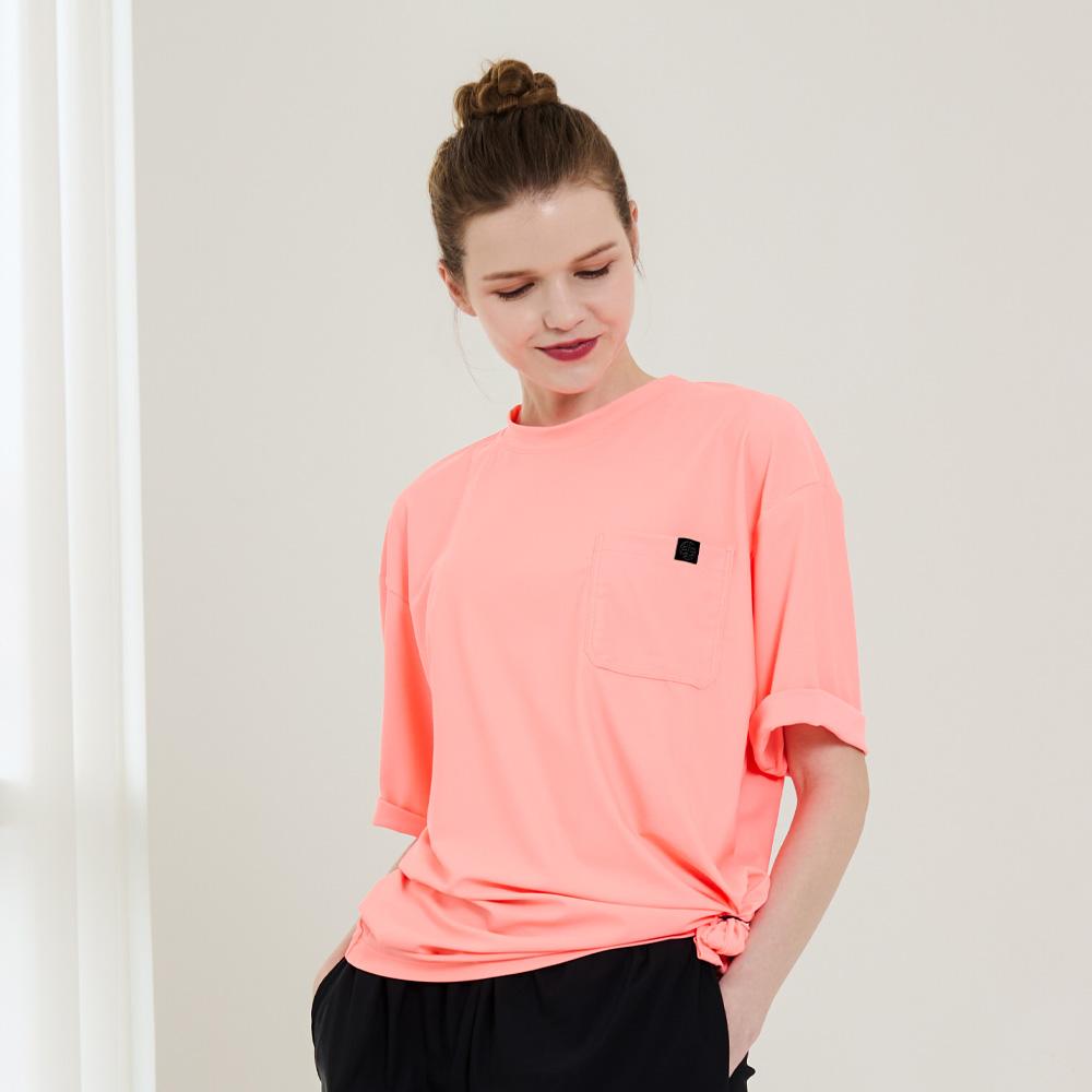 Beijigelleu Unisex Loose Fit Short Sleeve Rash Guard Coral Bem-X916C