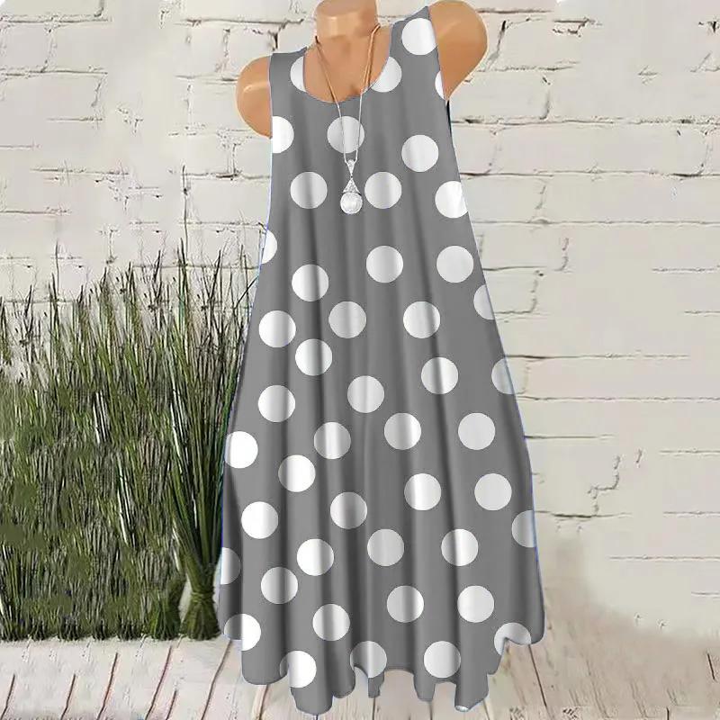 Round Dot Pattern Fashion Women Mini Dresses Summer Sleeveless 3D Printing Street Ladies Trend Dress 3XL Plus Size Casual Dress