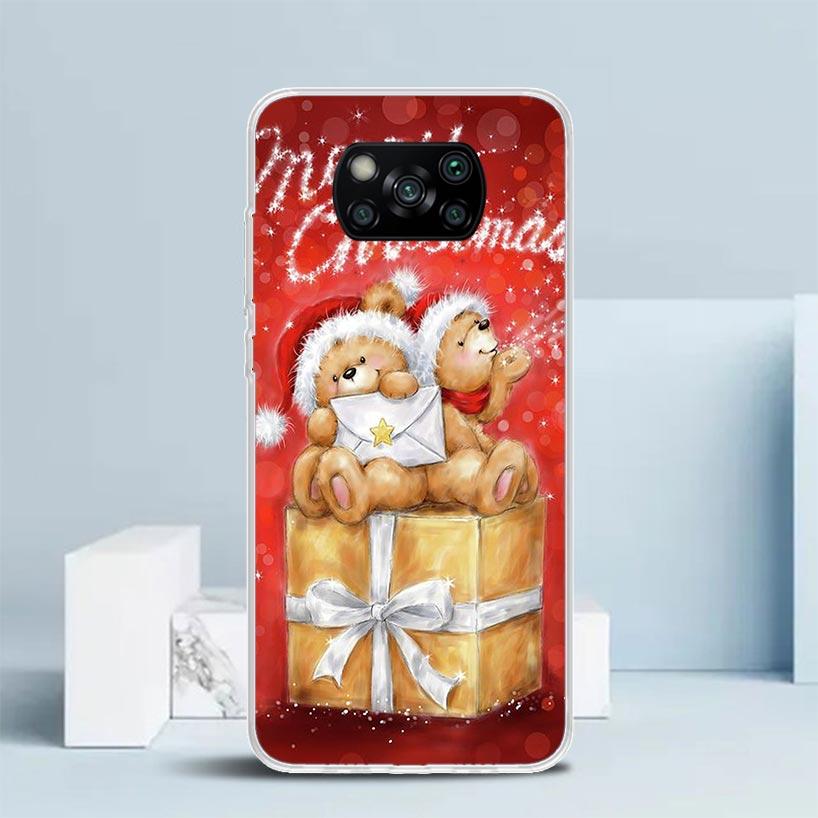 

Happy Christmas Cute Bear Gift Phone Case For Xiaomi Poco F7 Ultra X5 X6 X7 Pro M7 Redmi 15C 15 13C 13 12C 12 10C 10 10A 9 9C 9A Xiaomi Poco M7 4G