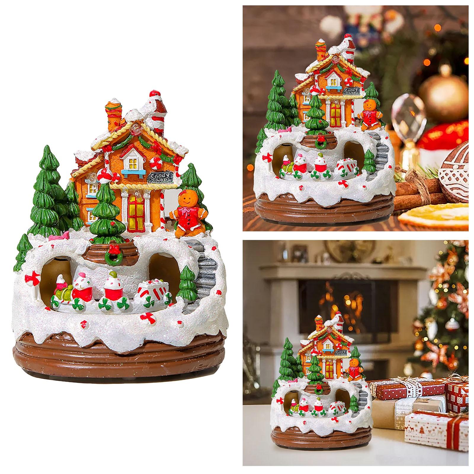 

LED Christmas Figurines Music Xmas Decoration Scene Village Resin Statue Christmas Home Desktop Ornaments Christmas Kid Gift One Size белый