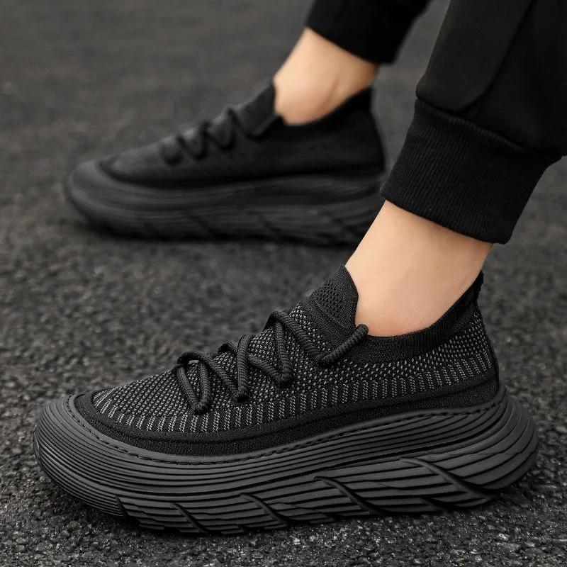 

New Summer Men Casual Sneakers Mesh Black Walking Shoes for Man Breathable Running Shoes Platform High Quality Men s Sneaker 44