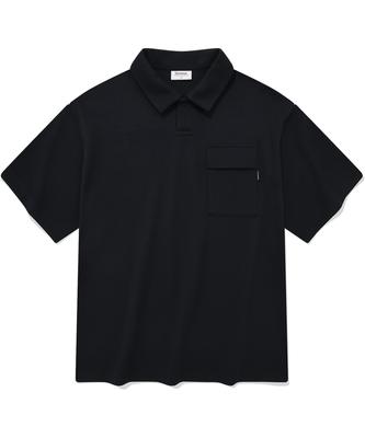 Open Collar Pocket T-Shirt Navy