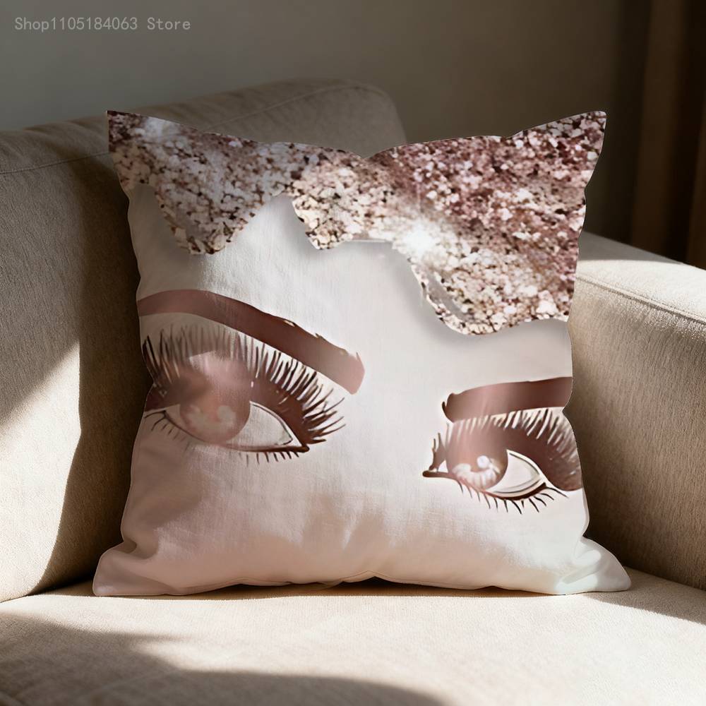Beauty Makeup Eyelash Throw Pillow Case For 45x45cm 40x40cm 30x30cm 50x50cm 55x55cm Square Home Pillowcase Case