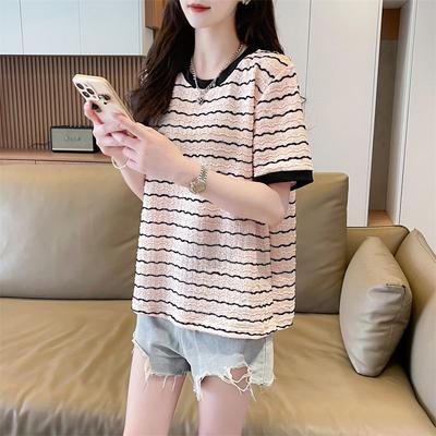 Lässiges, vielseitiges kurzärmeliges T-Shirt für Damen, Sommer, Neues Design, Rundhals-Oberteil