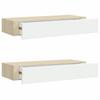 Vidaxl Półki Ścienne Z Szufladą 2 Szt., Dąb I Biel, 60X23,5X10 Cm, Mdf