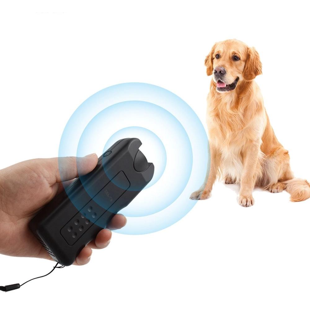 3 In1 Ultrasonic Dog Repeller Battery Powered LED Light Anti-barking Training Device Handheld Portable Electronic Dog Repeller