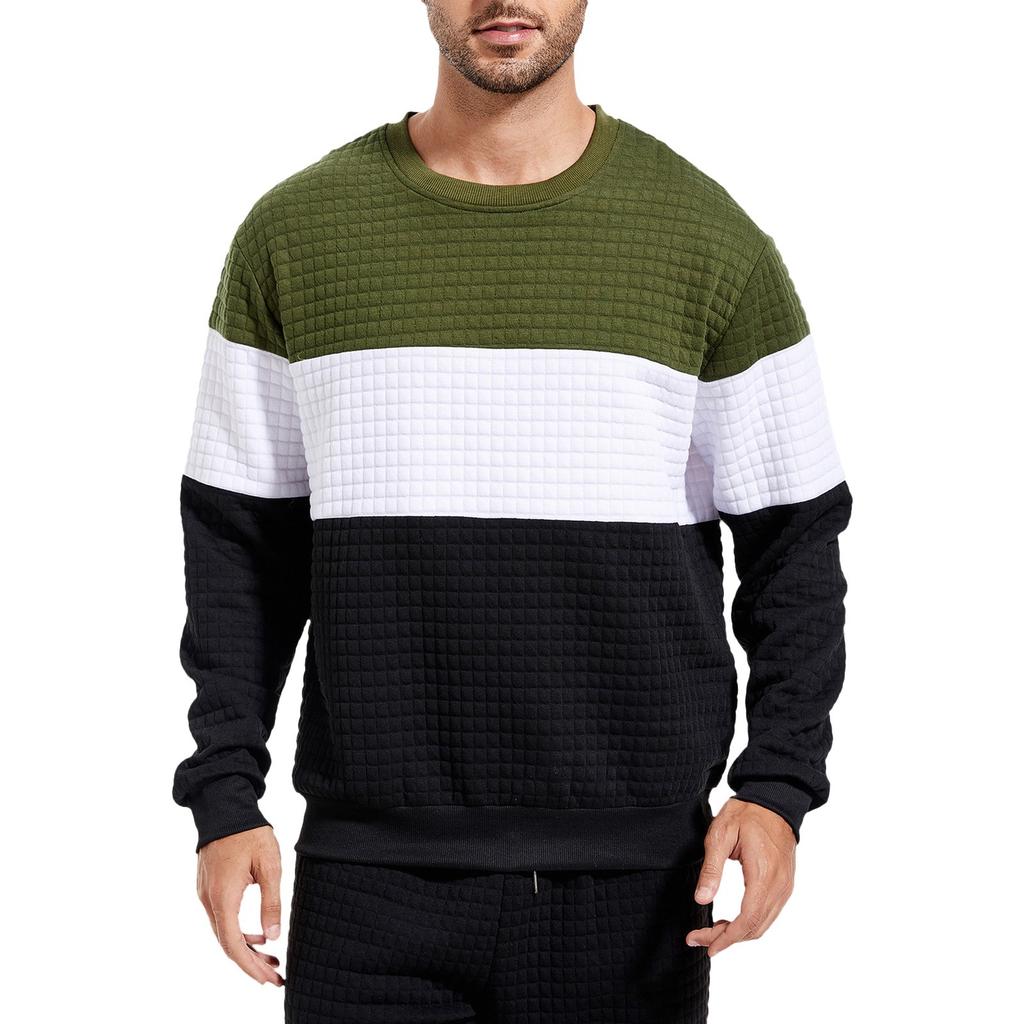 Herren Lockerer Farbblock Kapuzenloser Pullover Herren Lässige Mode Sport Kapuzenloser Pullover