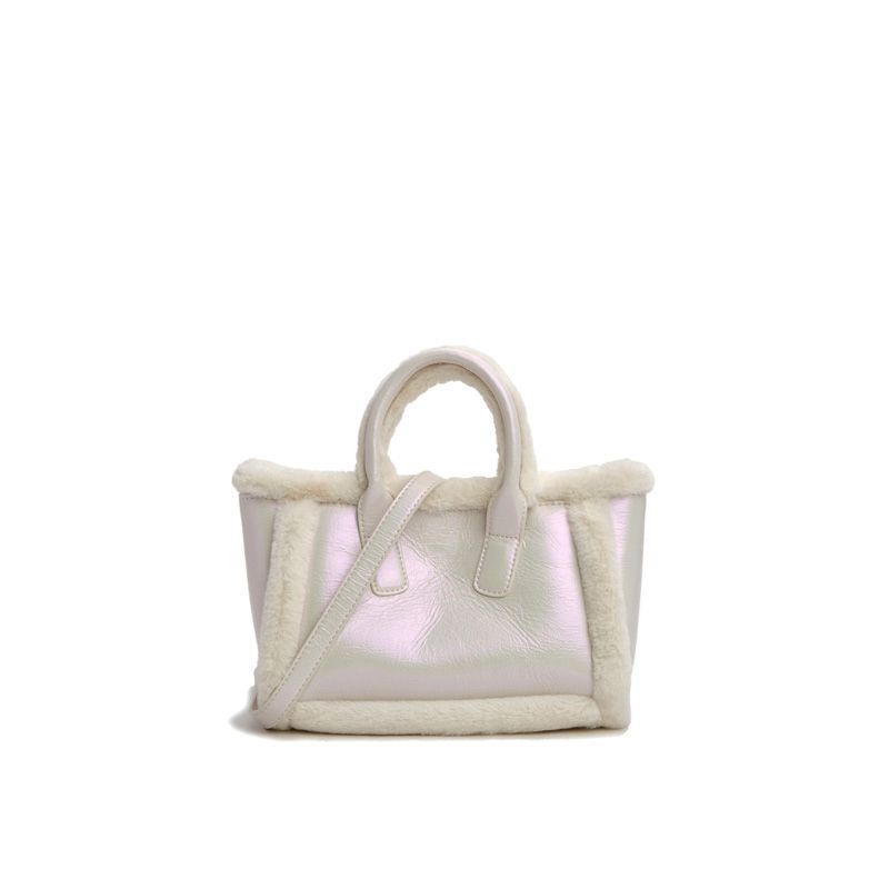 

JIAERDI Fashion White Tote Bag Women Plush Trim Large Capacity Shoulder Bag Ladies Daily Simple Commuter Crossbody Bag Chic 2025 26x16x10cm