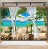 Tropischer Strand Ozean Fotografie Hintergrund Sommer Meeresufer Palme Naturlandschaft Baby Geburtstag Feier Party Foto Hintergrund